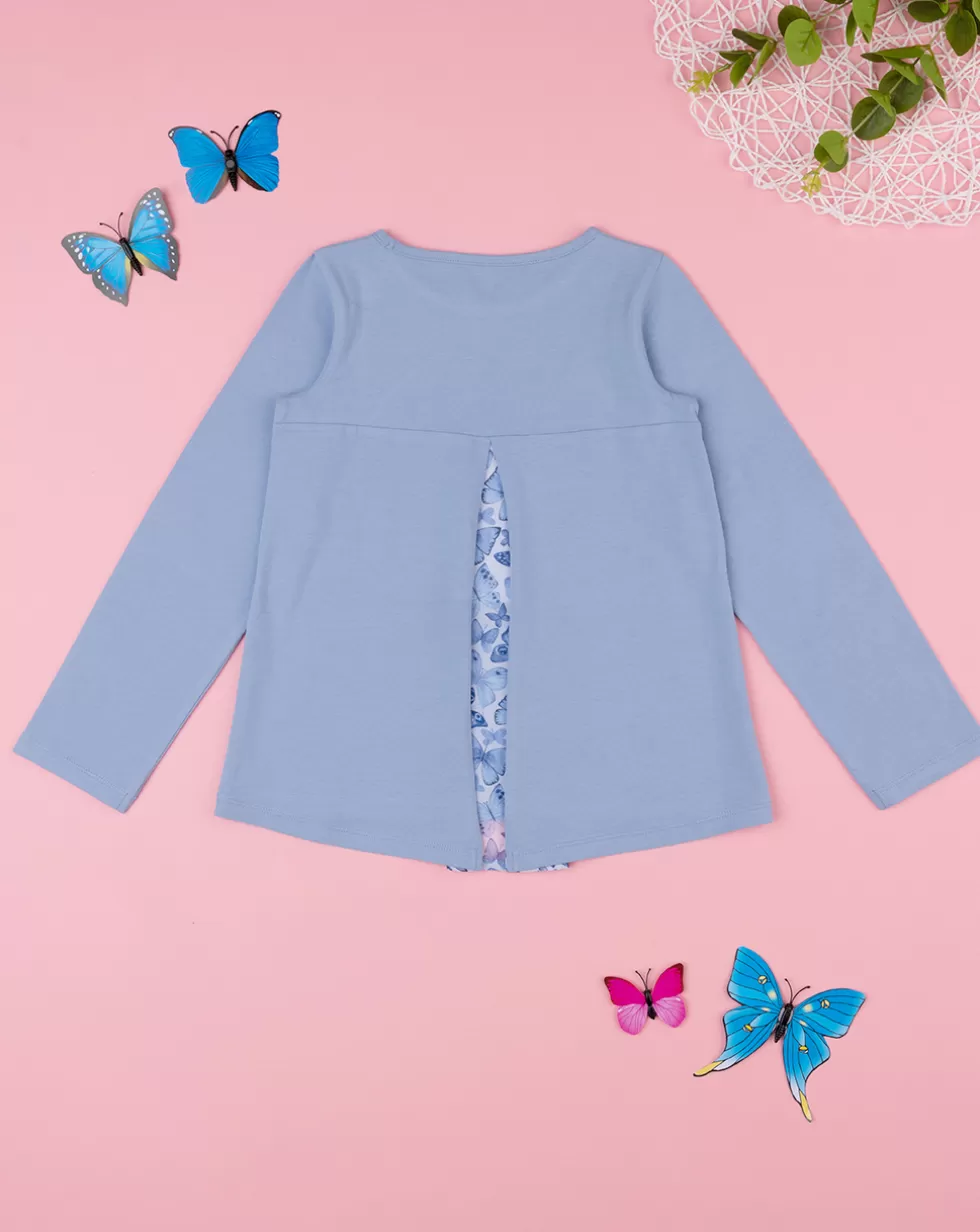 T-Shirt Bimba Azzurra Con Inserto-Prenatal Outlet