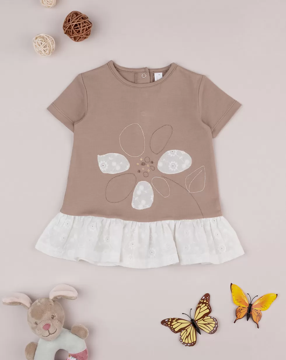 T-Shirt Bimba Panna/Marrone Organic Cotton-Prenatal Cheap