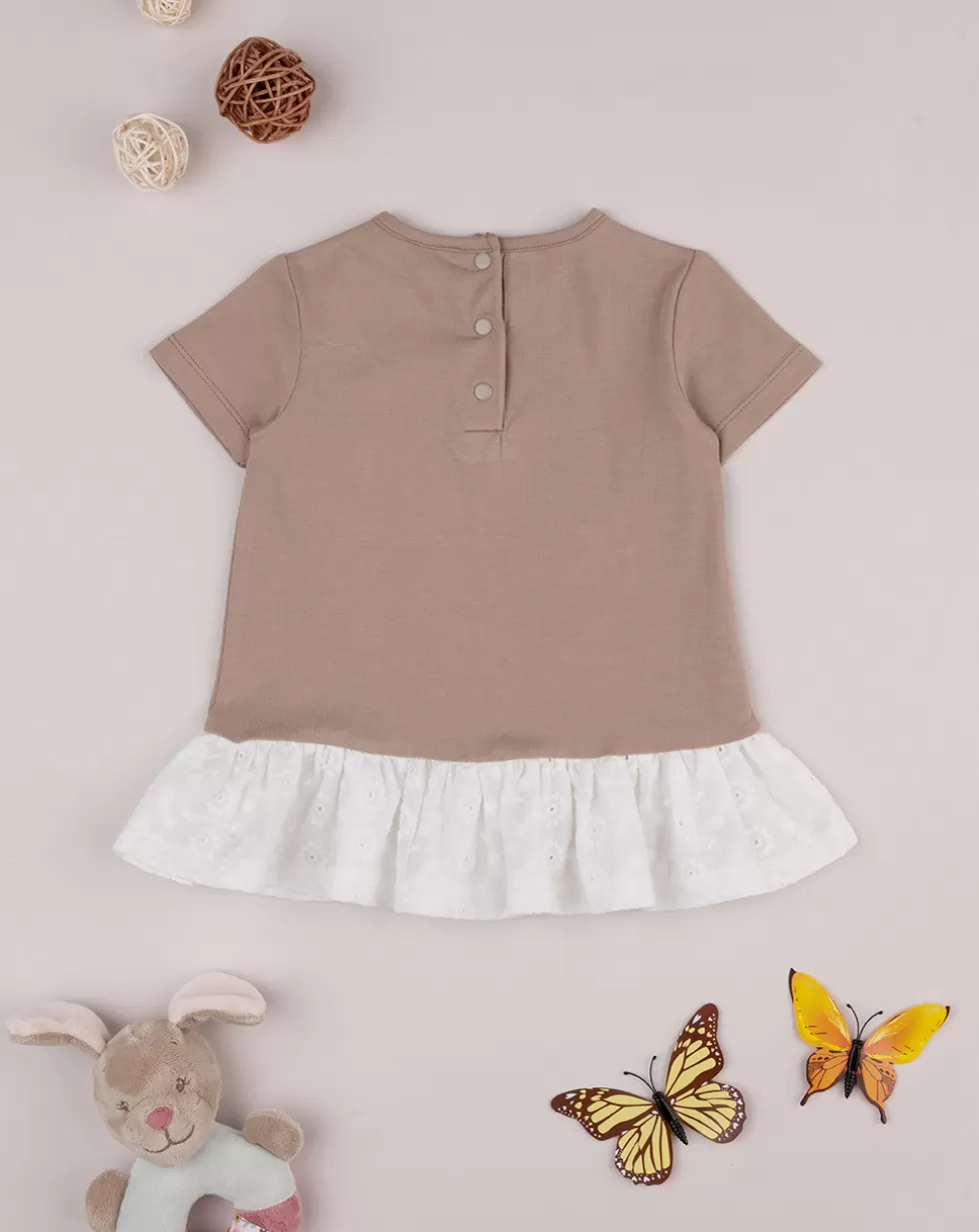 T-Shirt Bimba Panna/Marrone Organic Cotton-Prenatal Cheap