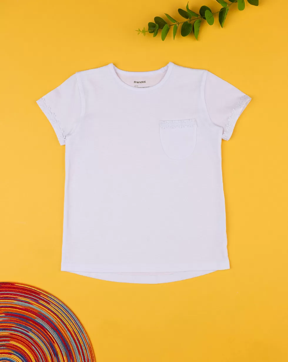 T-Shirt Maniche Corte Bimba Bianca-Prenatal Cheap