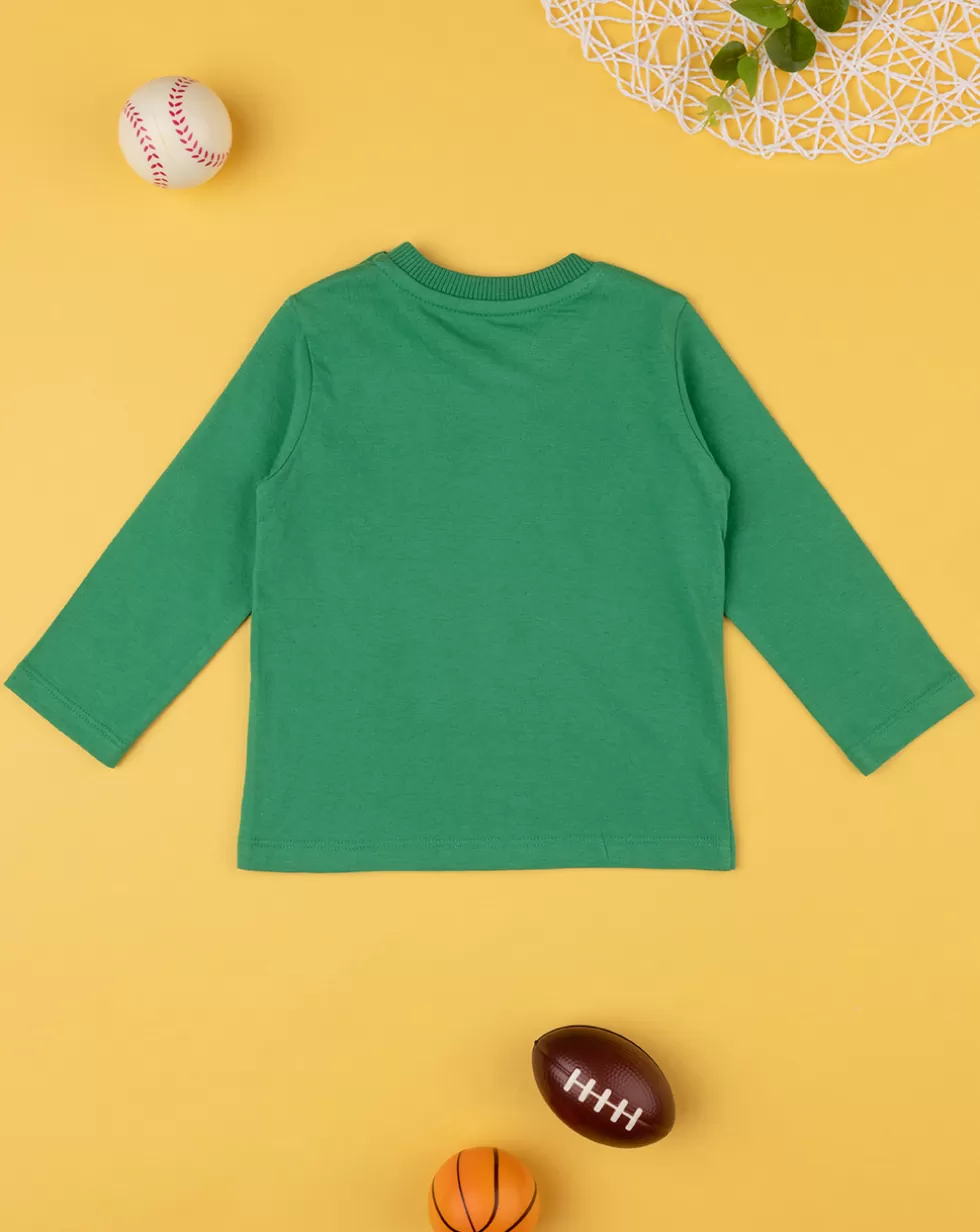 T-Shirt Maniche Lunghe Bimbo Verde Con Stampa-Prenatal Outlet