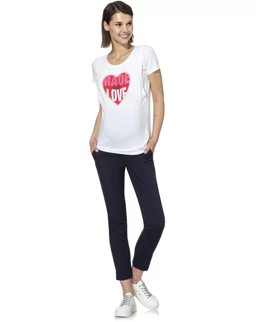 T-Shirt Mezza Manica Con Stampa E Strass-Prenatal Discount