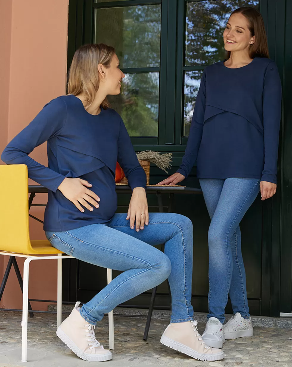 T-Shirt Premaman Allattamento Blu-Prenatal Best Sale