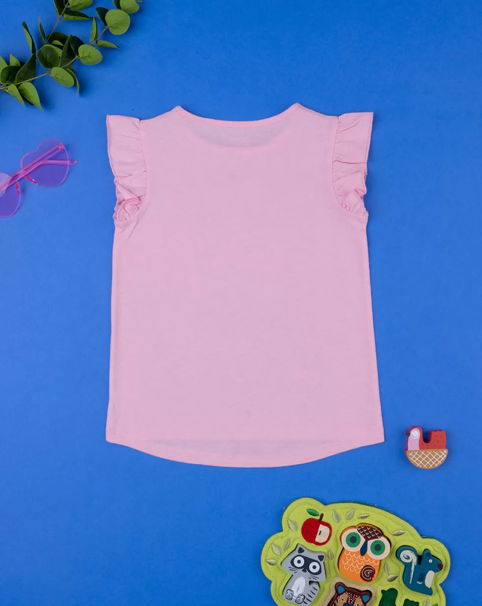 T-Shirt Senza Maniche Bambina Rosa Con Stampa-Prenatal Best Sale